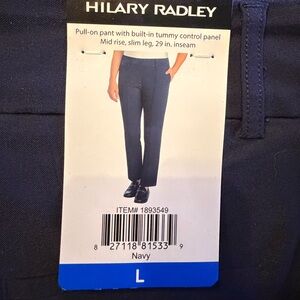 Hilary Radley Navy Pull-On Pants Sz L
